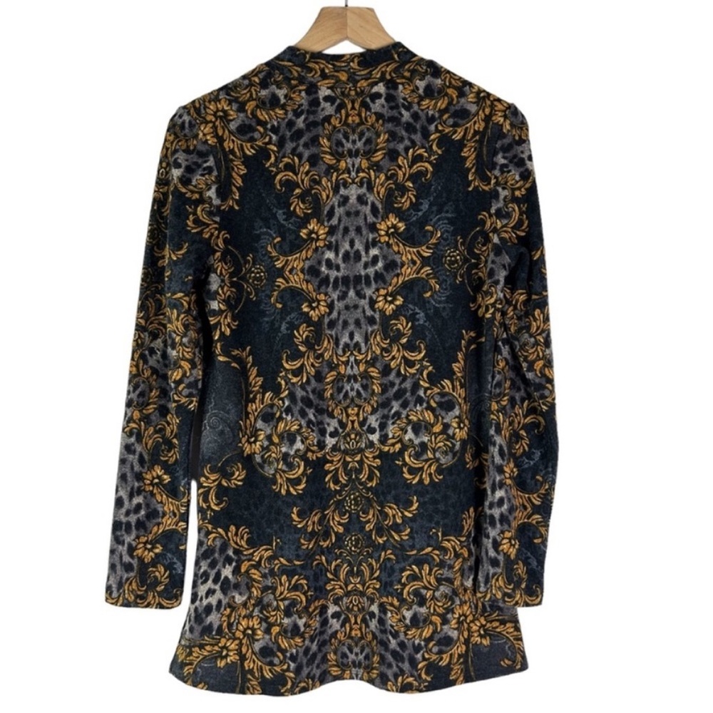 Vintage Susan GraverMini Dress Mockneck Long Sleeve Floral Animal Print size XS